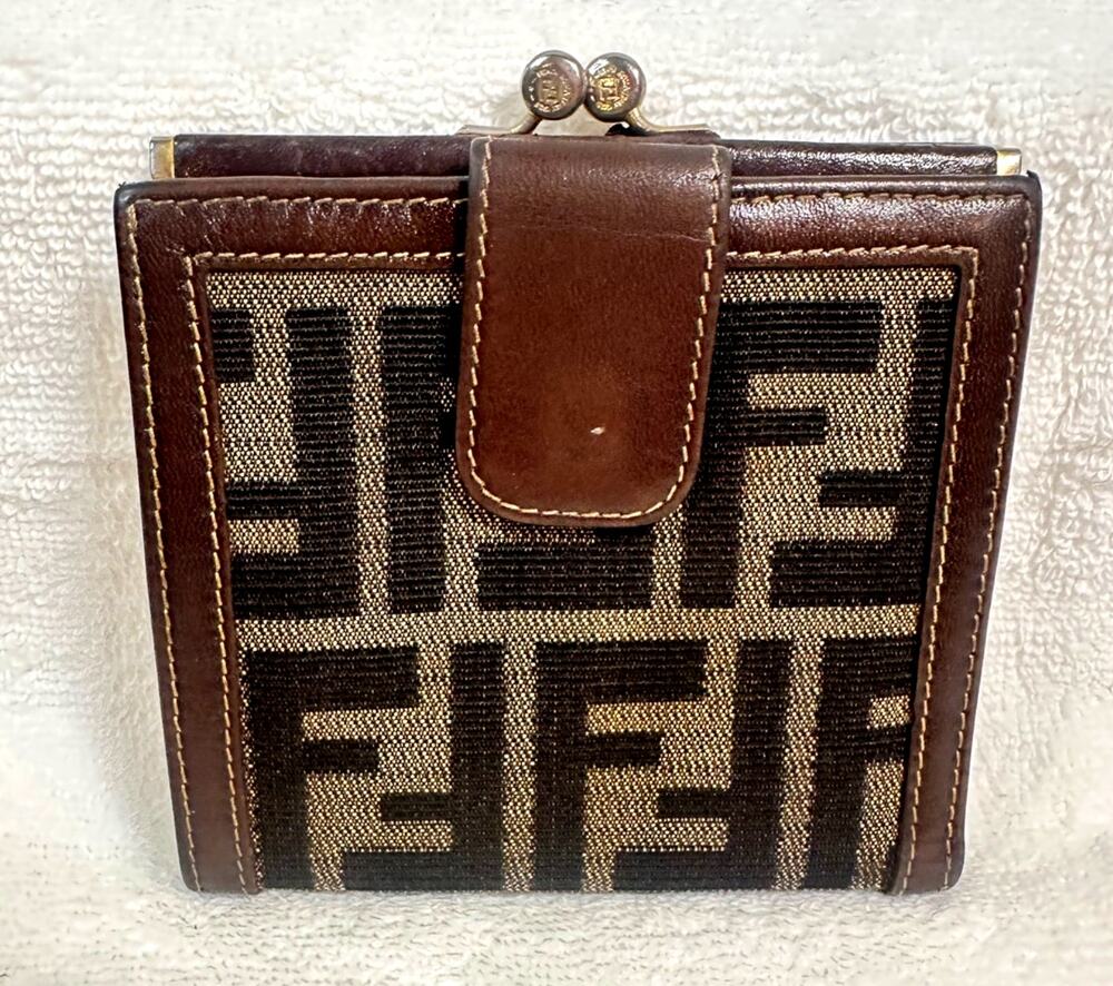 Fendi Bifold Wallet with Brown and Black Logo Design